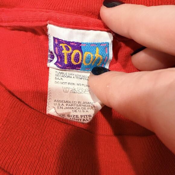 Vintage Disney Winnie the Pooh Tigger Christmas T-Shirt Red 90s Holiday OSFM - Picture 5 of 9